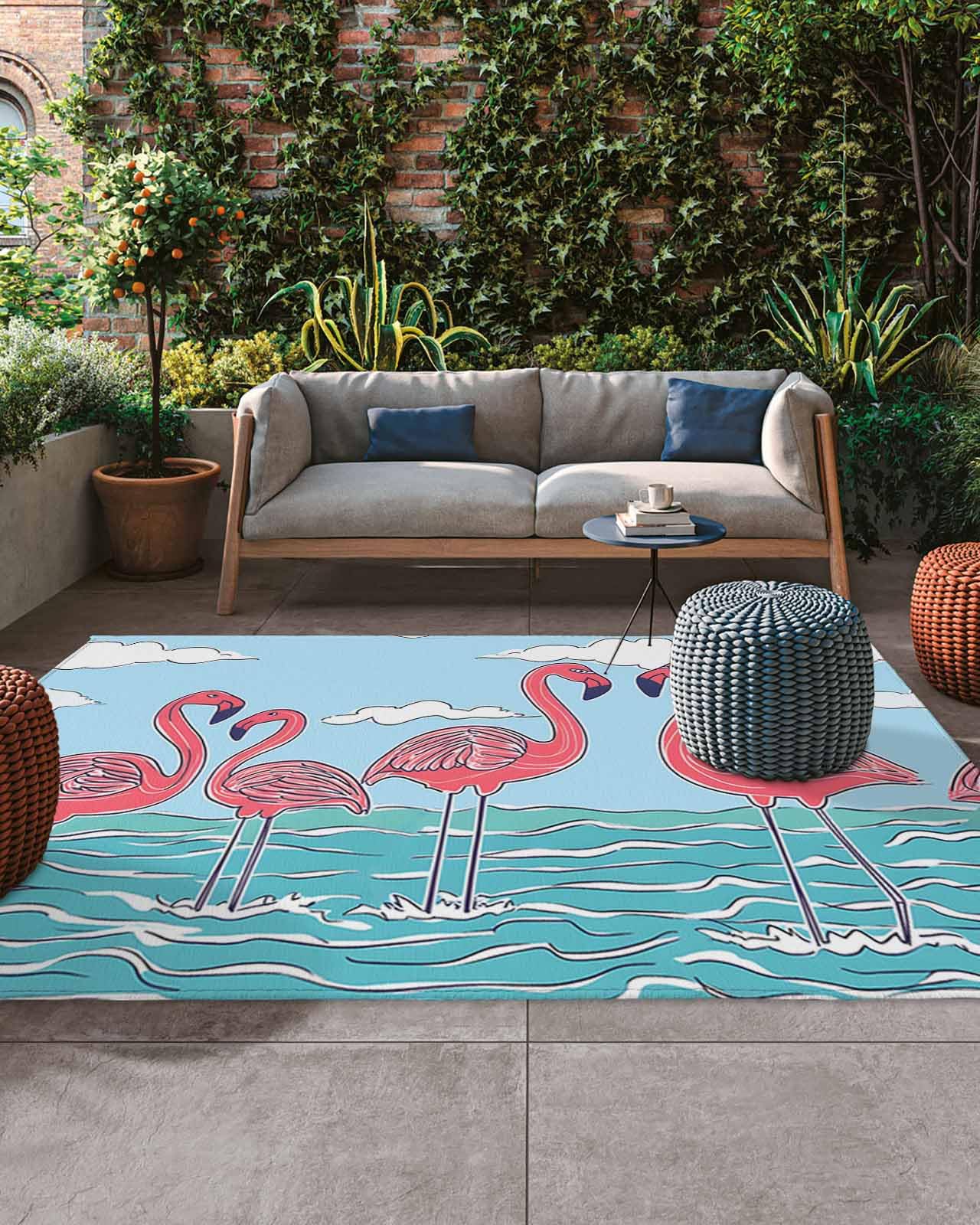 Amazon.com: Outdoor Rug 6x9 ft Pink Flamingo Outdoor Large Area